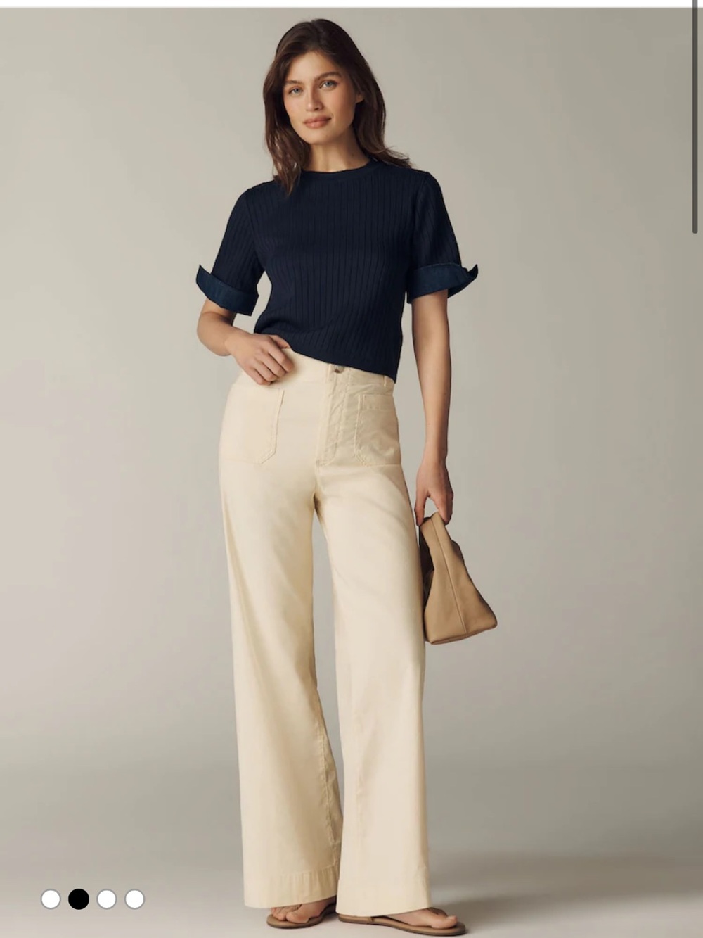 Anthropologie Maeve Pants Colette Wide Leg Magic Fabric Linen in Cream / Yellow